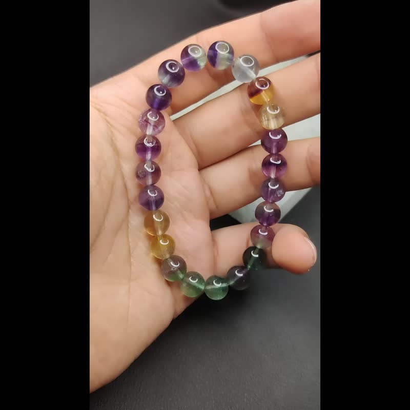 [Custom-made products] Rainbow Stone Fluorite Bracelet Natural Crystal Crystal - สร้อยข้อมือ - คริสตัล 