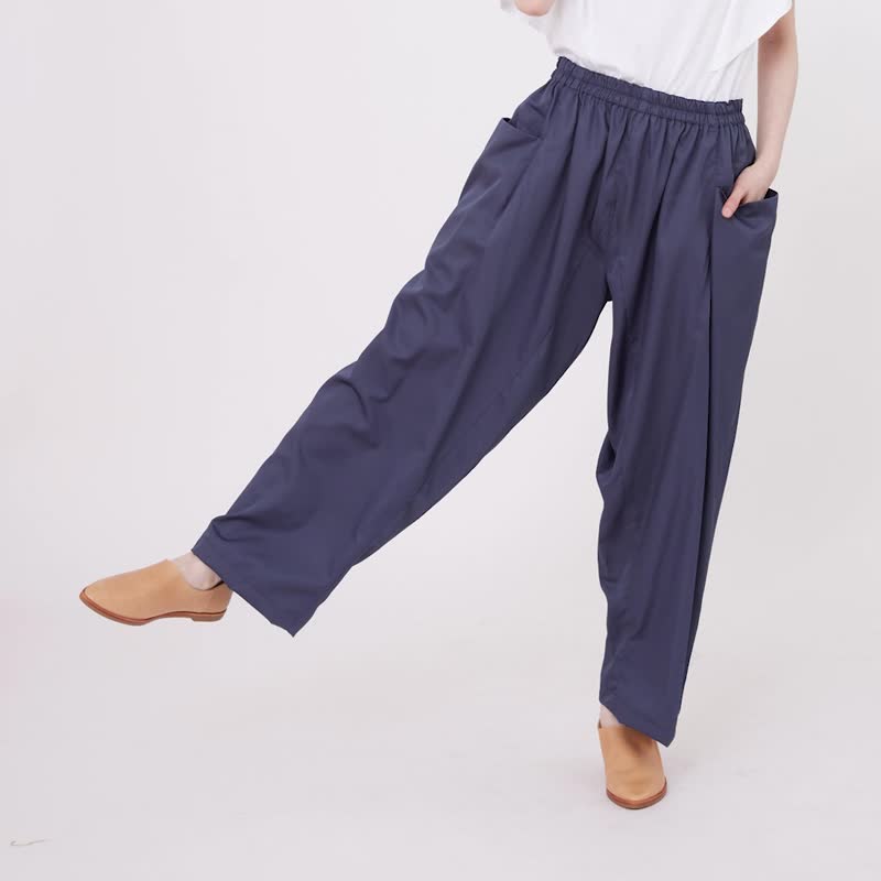 Alen Big Pockets harem pants / Blue - กางเกงขายาว - ผ้าฝ้าย/ผ้าลินิน สีน้ำเงิน