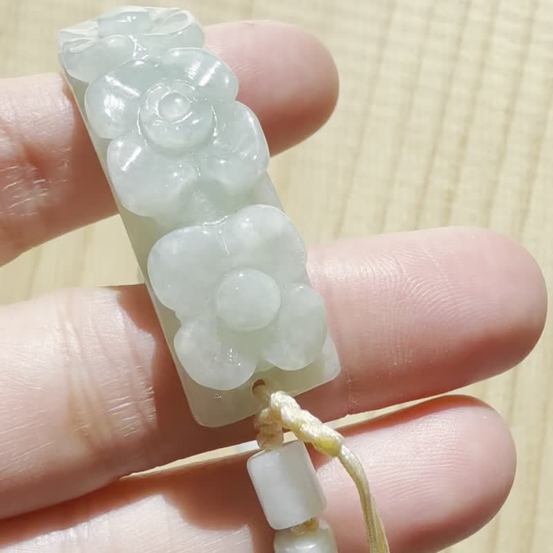 手工編織翡翠手鍊 — 三花綻放 - 手鍊/手環 - 玉石 綠色