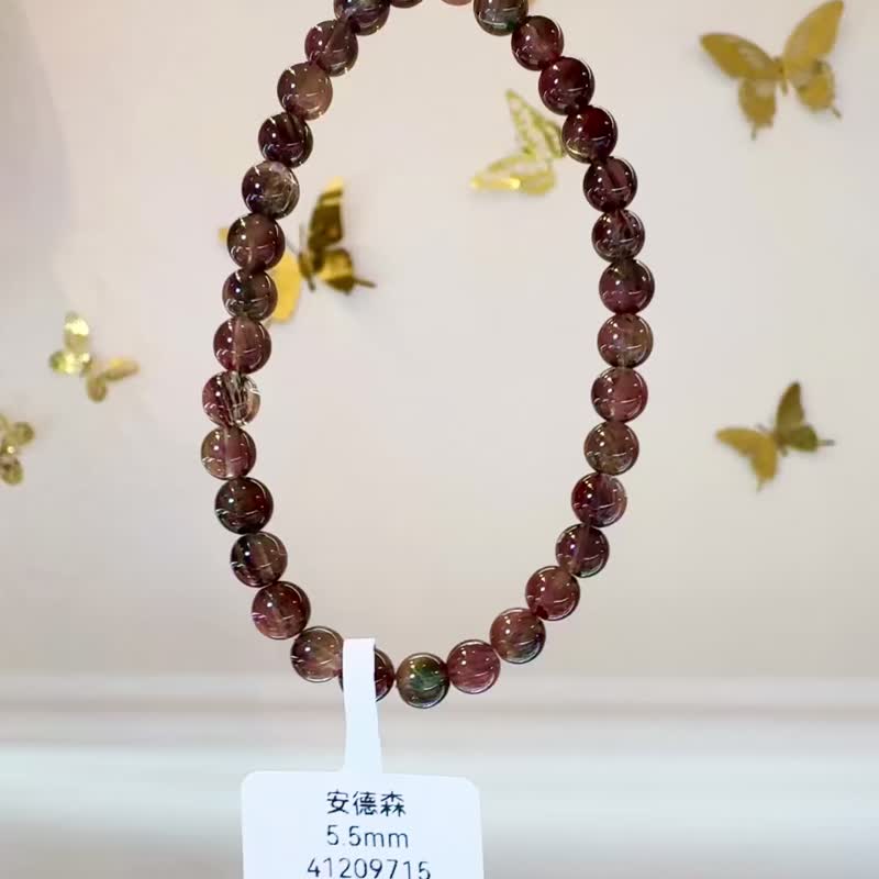 精品安德森長石水晶5.5mm大地木植色提高洞悉力開發潛能力 - 手鍊/手環 - 水晶 咖啡色