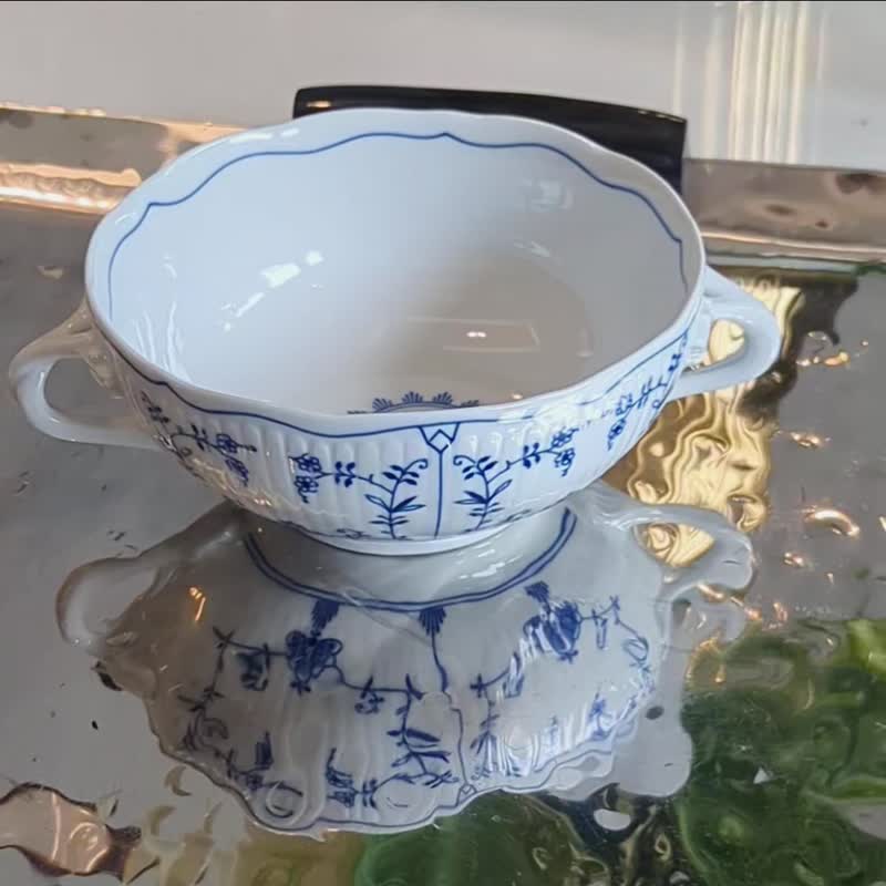 Kulunlov Castle fresh double-eared soup bowl-13CM / newlyweds / house gift - ถ้วยชาม - เครื่องลายคราม ขาว