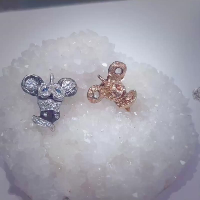 925純銀雙面生肖鎖骨鍊- Mouse鼠 - 鎖骨鍊 - 純銀 金色