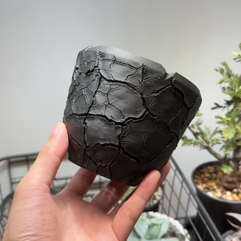 CBP013植木鉢 原創設計/3D列印/多肉塊根植物/盆器盆栽/送禮 - 盆栽/植栽 - 塑膠 黑色