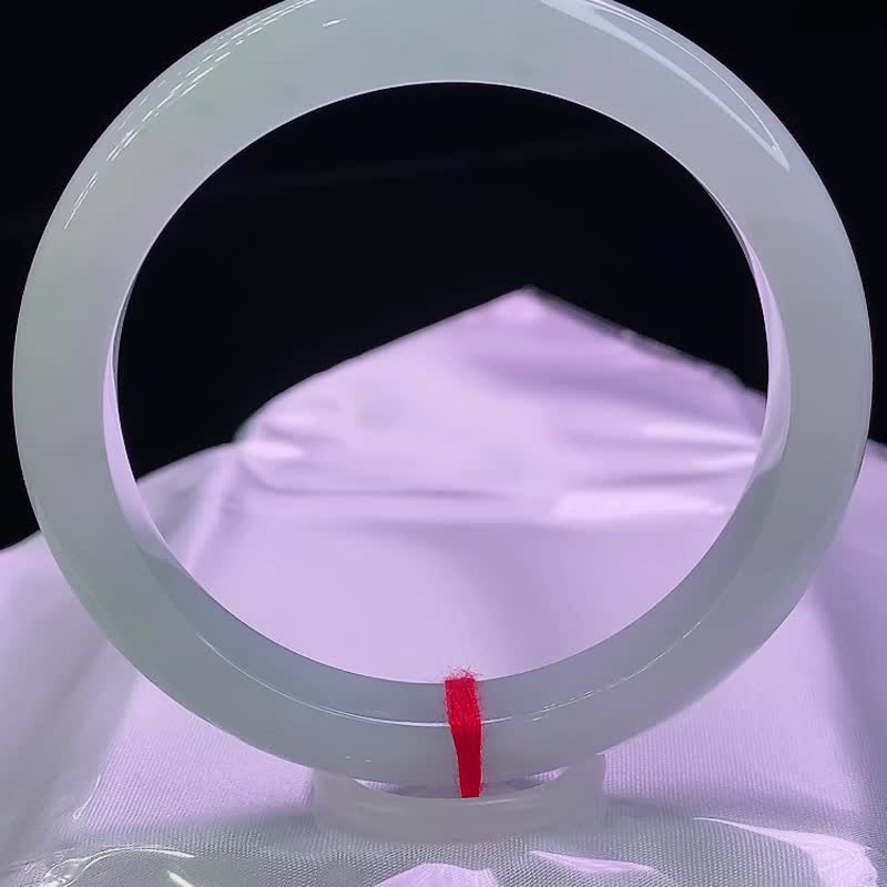 緬甸老坑 天然A貨翡翠手鐲 圈口58.7MM 冰潤細膩水頭足 編號02396 - 手鍊/手環 - 玉石 