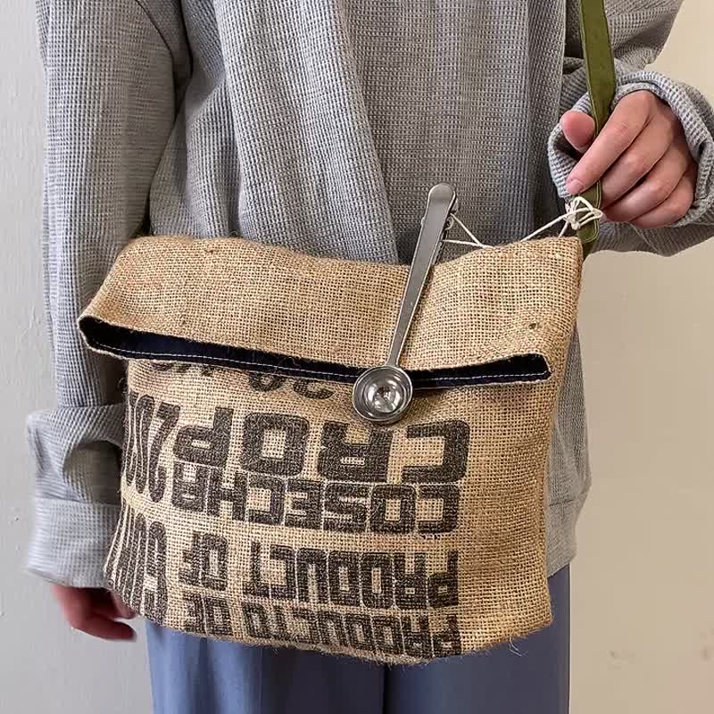 coffee casual bean bag - Messenger Bags & Sling Bags - Cotton & Hemp Brown