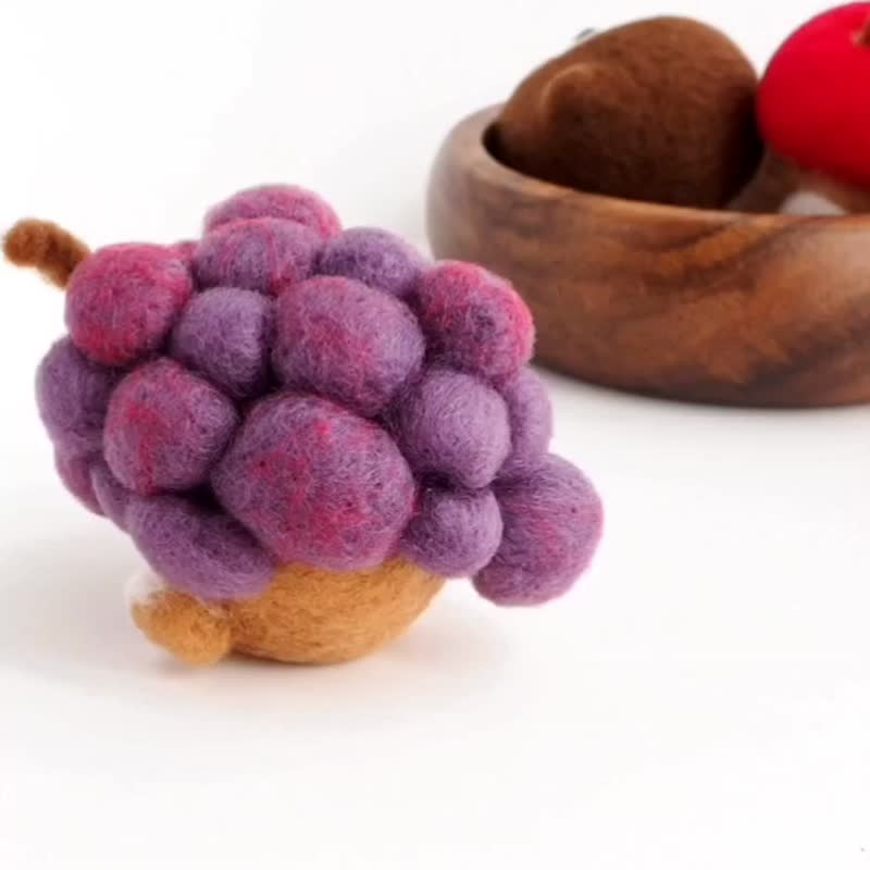 Mayu Shiba Inu turned into grapes (red, black, white shiba)  needlefelt - Stuffed Dolls & Figurines - Wool Purple