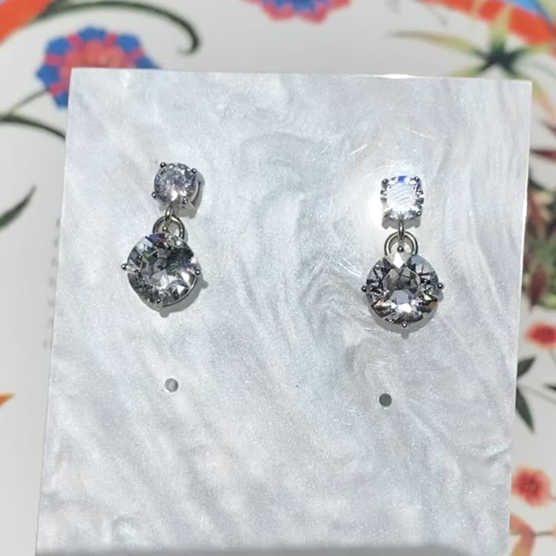 925 Sterling Silver Swarovski Crystal Earrings - ต่างหู - เงินแท้ 