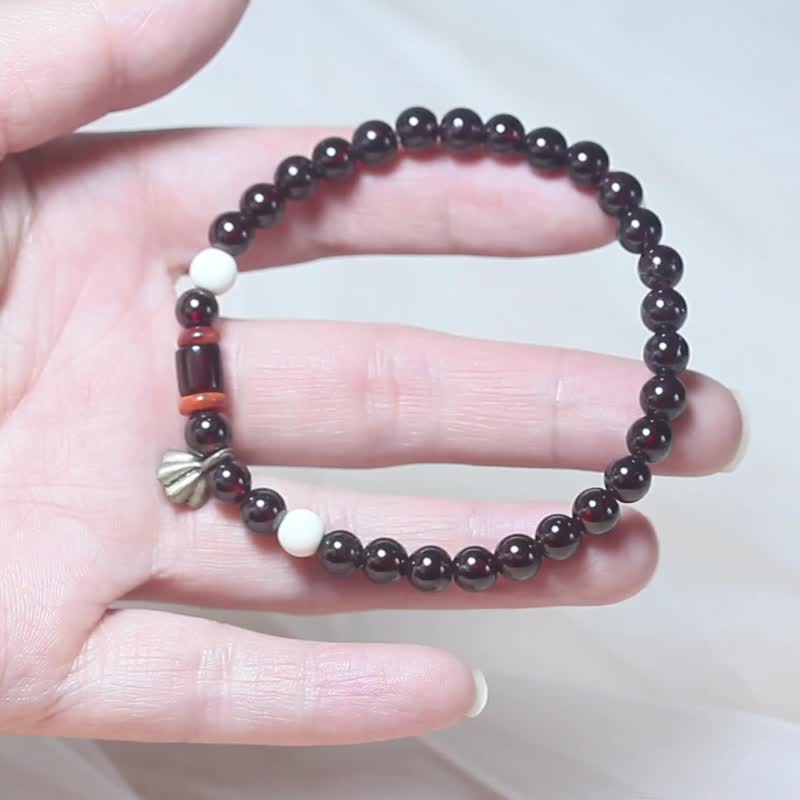 [Single-loop garnet bracelet] 5mm bracelet female jewelry crystal zodiac year ethnic style gift for girlfriends - สร้อยข้อมือ - คริสตัล สีม่วง