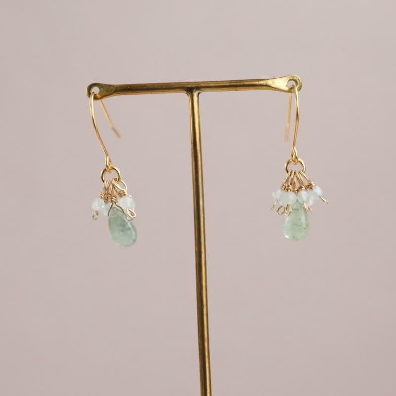 Emerald Aquamarine Pierced Clip-On Pierced Earring Charms - Earrings & Clip-ons - Semi-Precious Stones Green