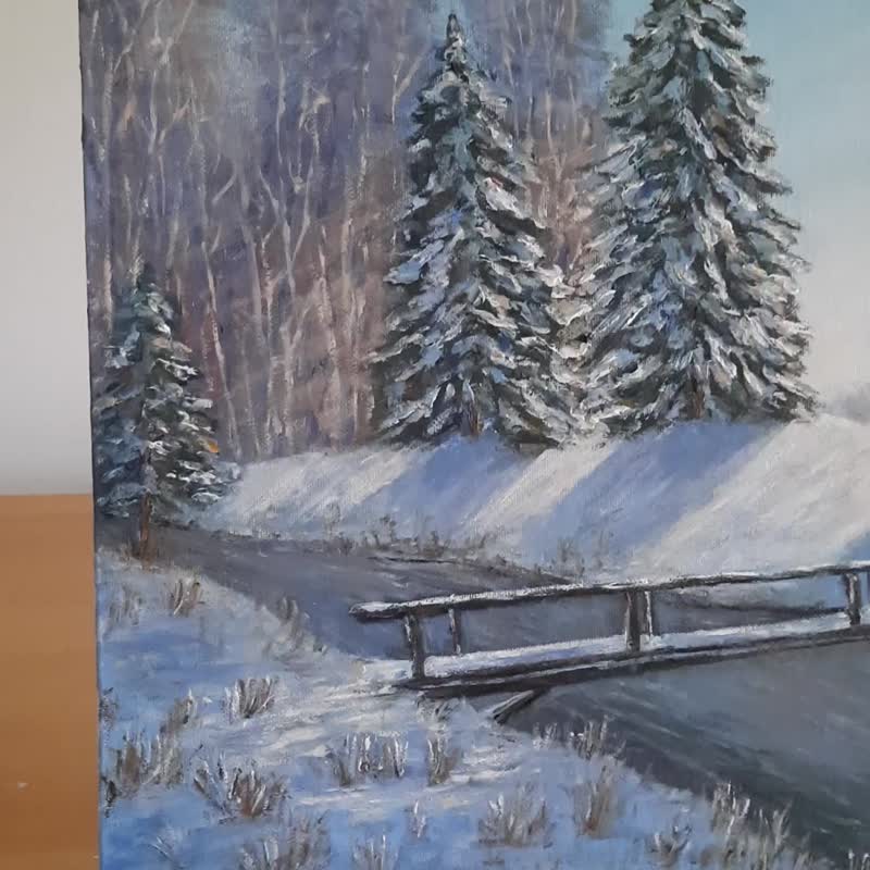 Snowy winter fairytale original oil painting, Merry Christmas wonderland artwork - Wall Décor - Other Materials 