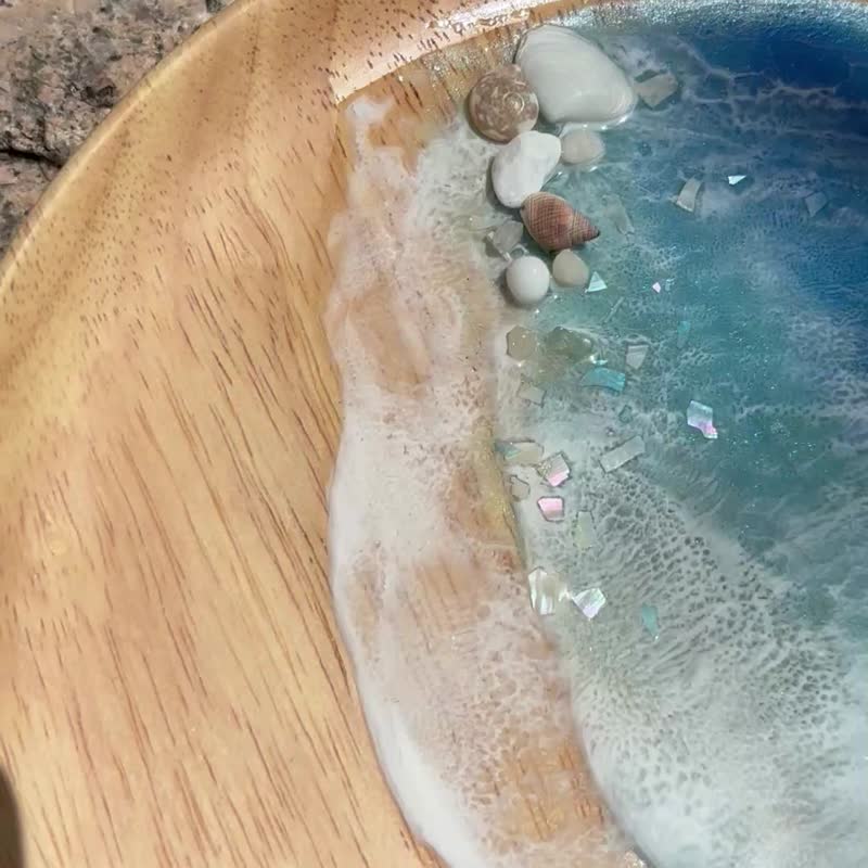 【現貨】神秘深海海洋海浪圓木盤 - 擺飾/家飾品 - 樹脂 