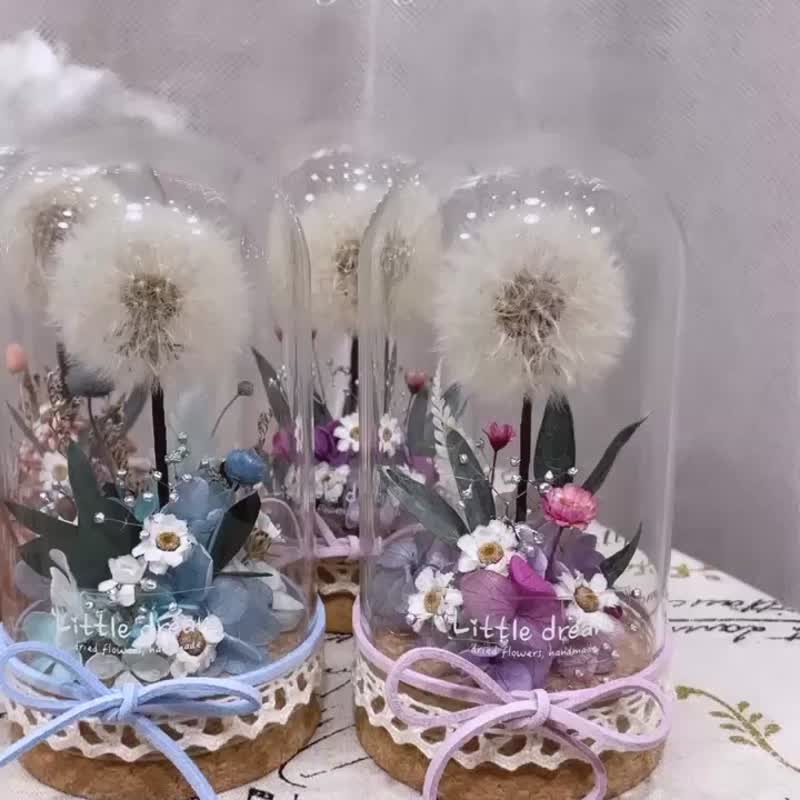 | Little Dream Flower Art | Eternal Flower Dandelion Glassware Glass Cover Eternal Flower / Exchange Gift - ช่อดอกไม้แห้ง - พืช/ดอกไม้ ขาว