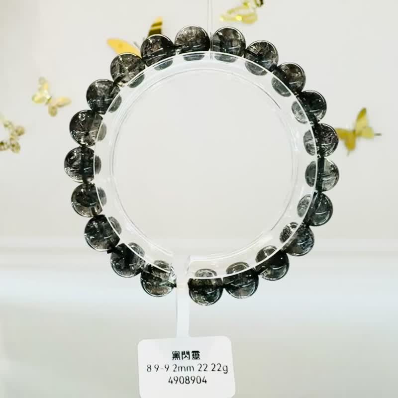 小精品赫基蒙黑武士黑閃靈8.9-9.2mm22.22g不受噩夢擾侵淨化七輪 - 手鍊/手環 - 水晶 黑色