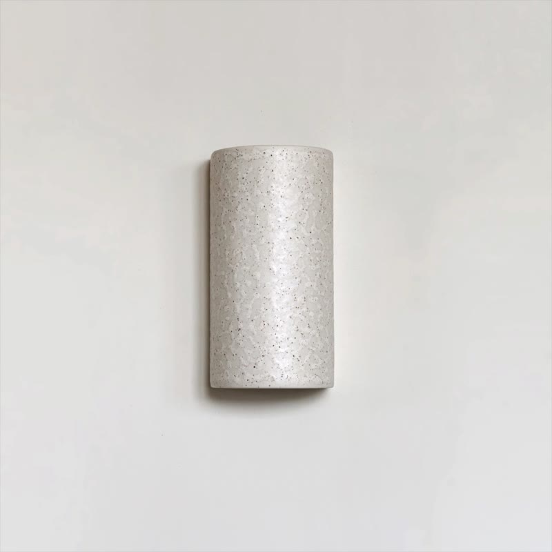 Handcrafted Speckled Beige Ceramic Wall Sconce - Modern Clay Lamp - 燈具/燈飾 - 黏土 白色