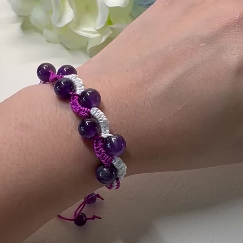 紫水晶 Amethyst 繩結手鏈 - 手鍊/手環 - 水晶 
