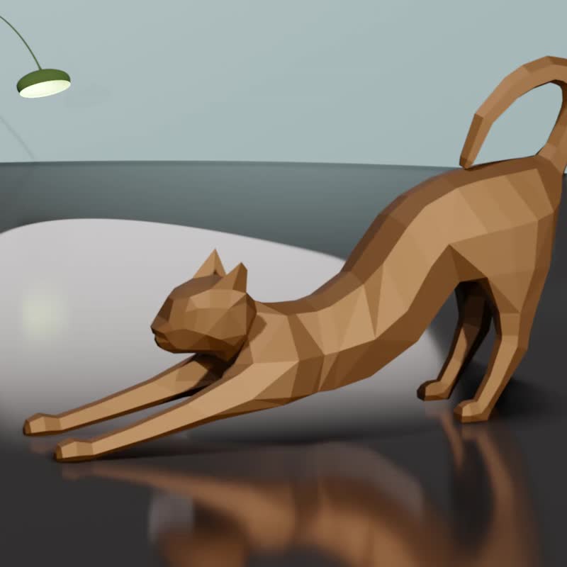 The paper cat, low poly object, 3d decor, origami - 圖文模板設計 - 其他材質 