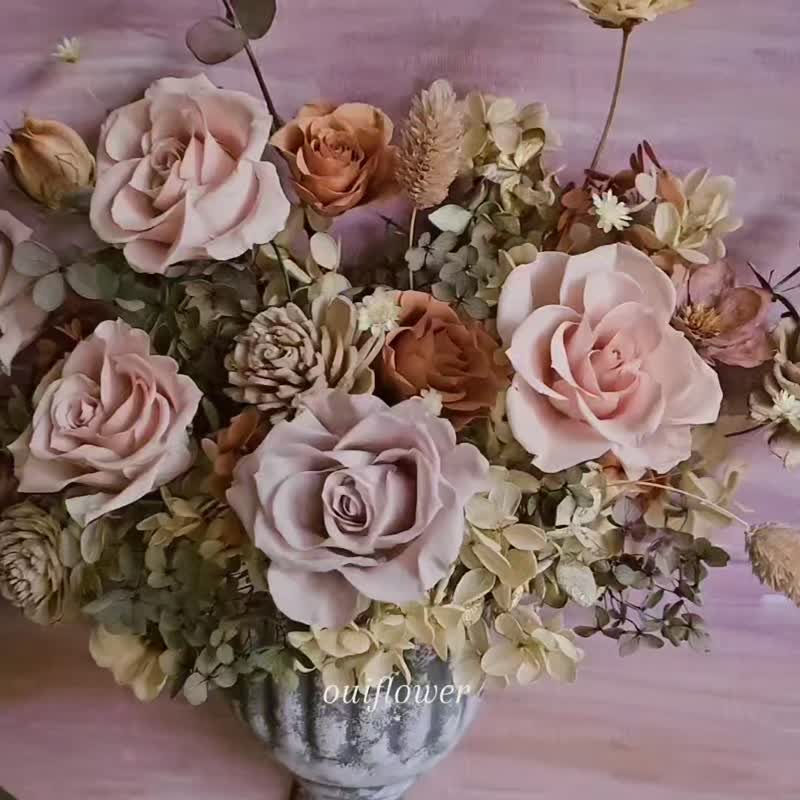韓式永生板畫  永生無框畫 永生畫布 畫布花 花板 新居 退休 - 相框/畫框 - 植物．花 粉紅色