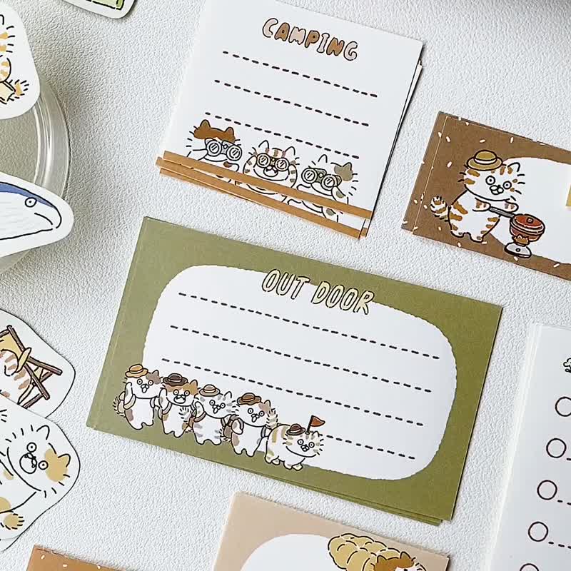 3 little cats/cat camping/square sticker pack of 21 sheets/can be written on - สติกเกอร์ - กระดาษ หลากหลายสี